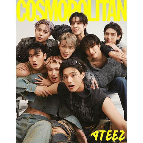 COSMOPOLITAN 2023 - 08 ATEEZ Cover + Post Card - KPOP ONLINE STORE USA
